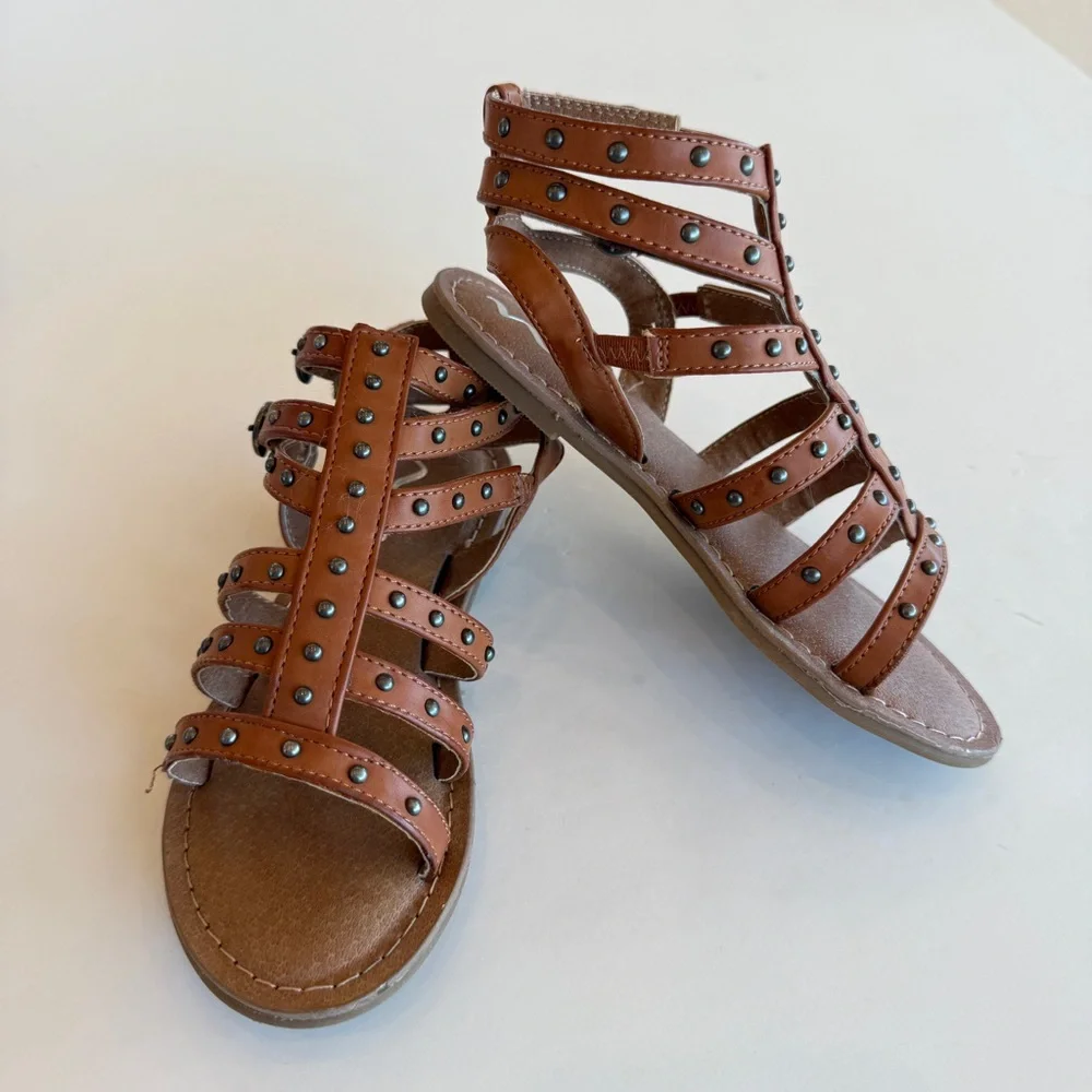 Nina Edie Gladiator Sandals Tan Studded | Girls Size 12